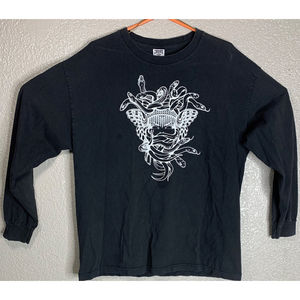 Mens Crooks & Castle Black Longsleeve Graphic Tee Shirt Sz XL